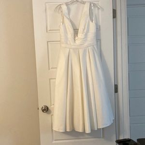 DB Studio Satin V Neck Tea Length A line Dress size 8